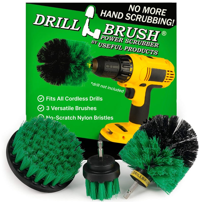 Drillbrush Green Kitchen Drill Brush Set Drill Powered Cleaning Tools for Stainless Steel Sink Copper Sink Stove Top Oven Air Fryer Cabinets MustHave Kitchen Accessories for Fast Cleaning
